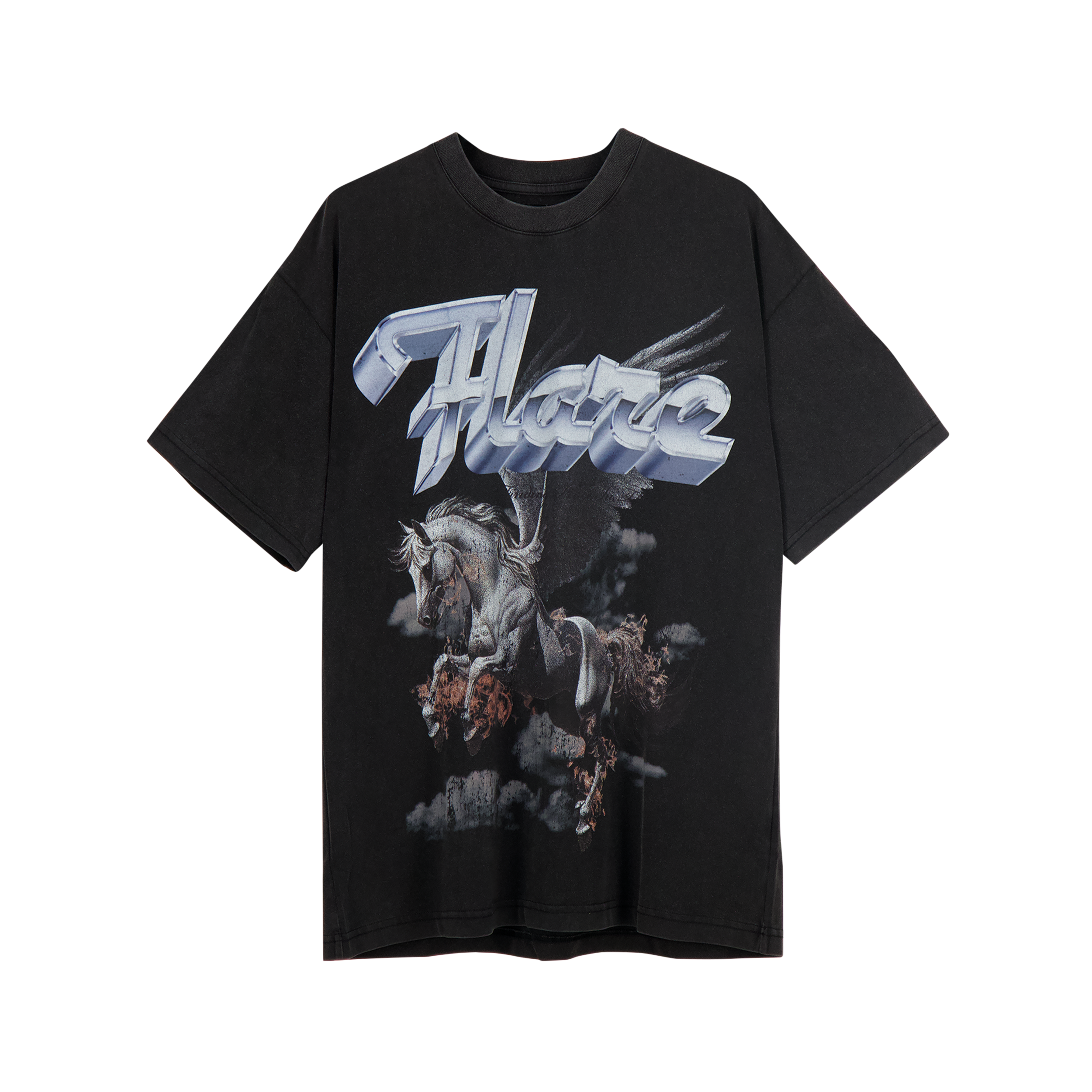 Pegasus T Shirt Washed Black