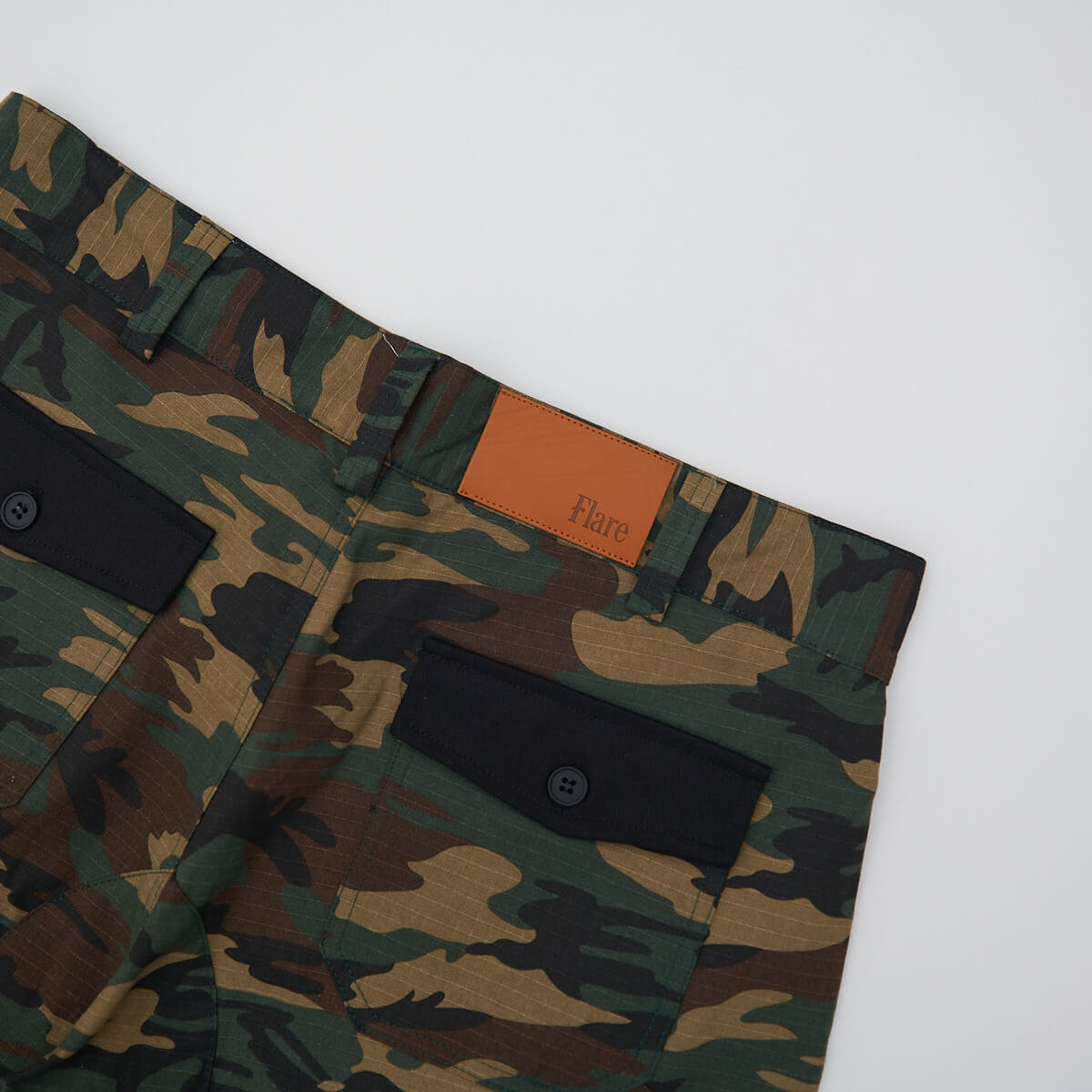 Washed Camo Flare Twill Pants Woodland