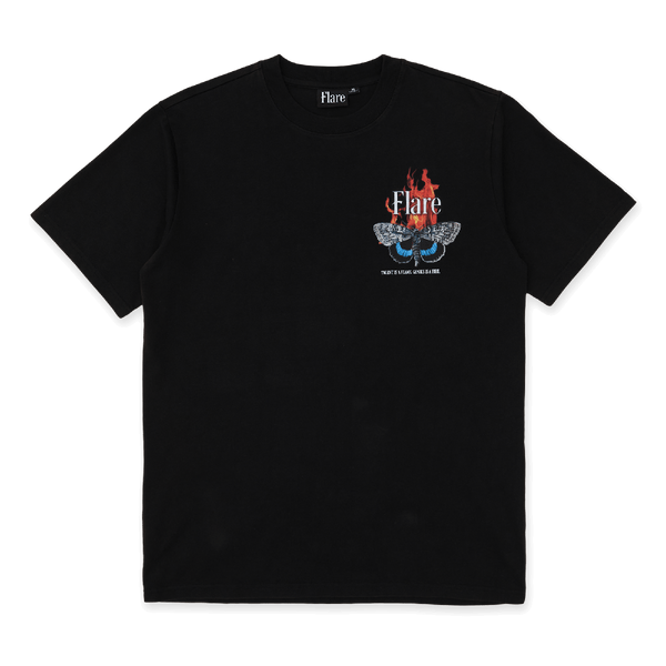 Moth To The Flame T Shirt Washed Black