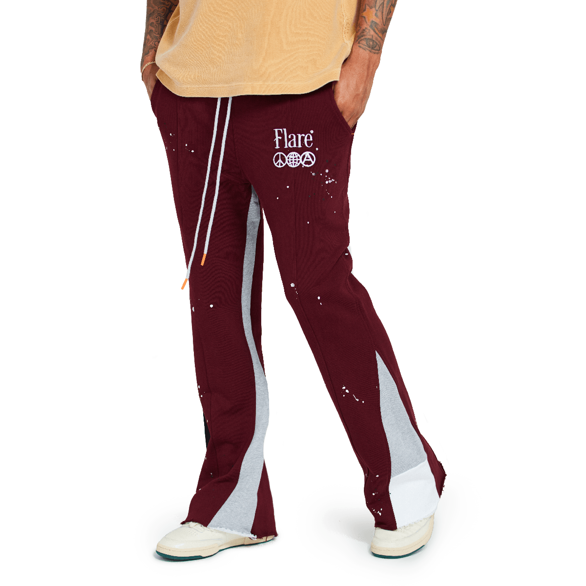 Oops Paint Flare Sweatpants Burgundy