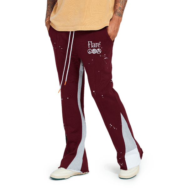 Oops Paint Flare Sweatpants Burgundy