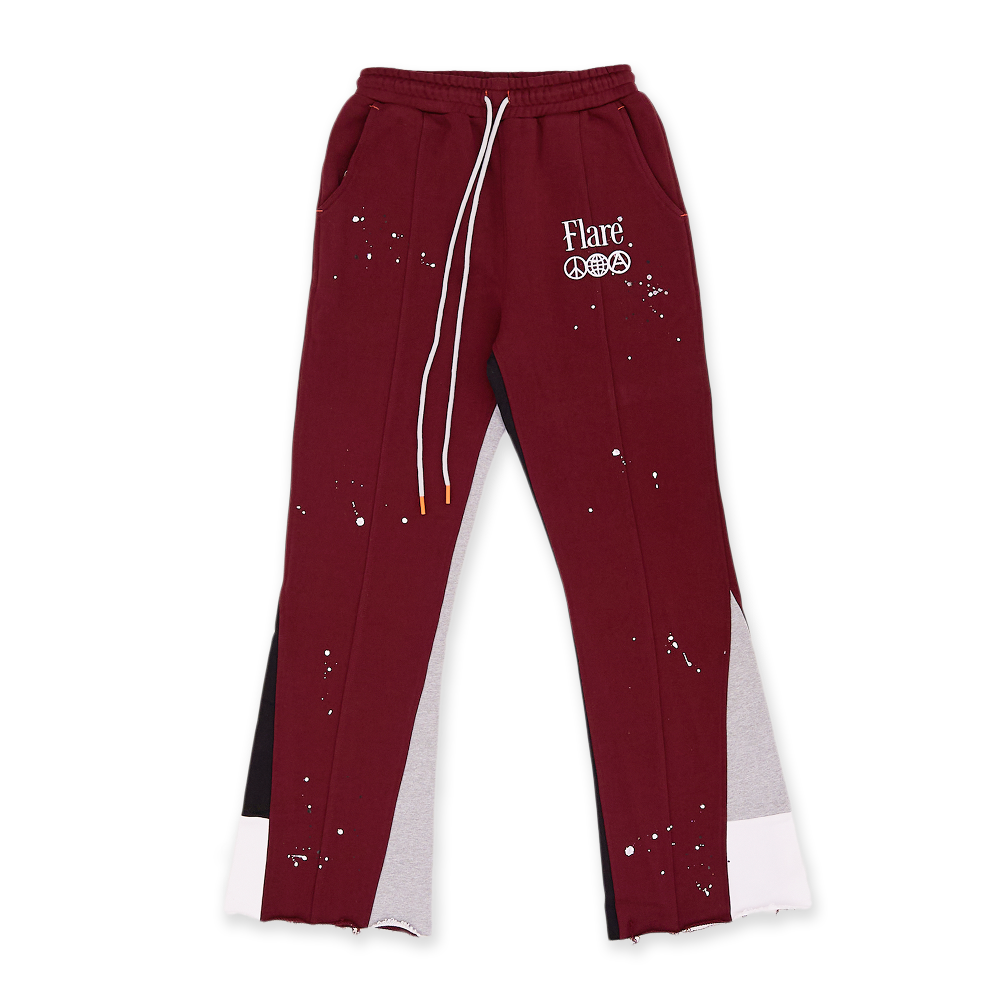 Oops Paint Flare Sweatpants Burgundy