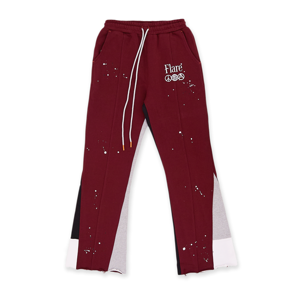 Oops Paint Flare Sweatpants Burgundy