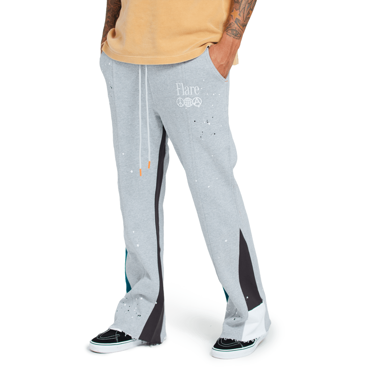 Oops Paint Flare Sweatpants Grey