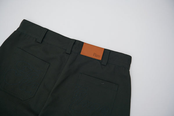 Spiral Flare Chinos Green Black