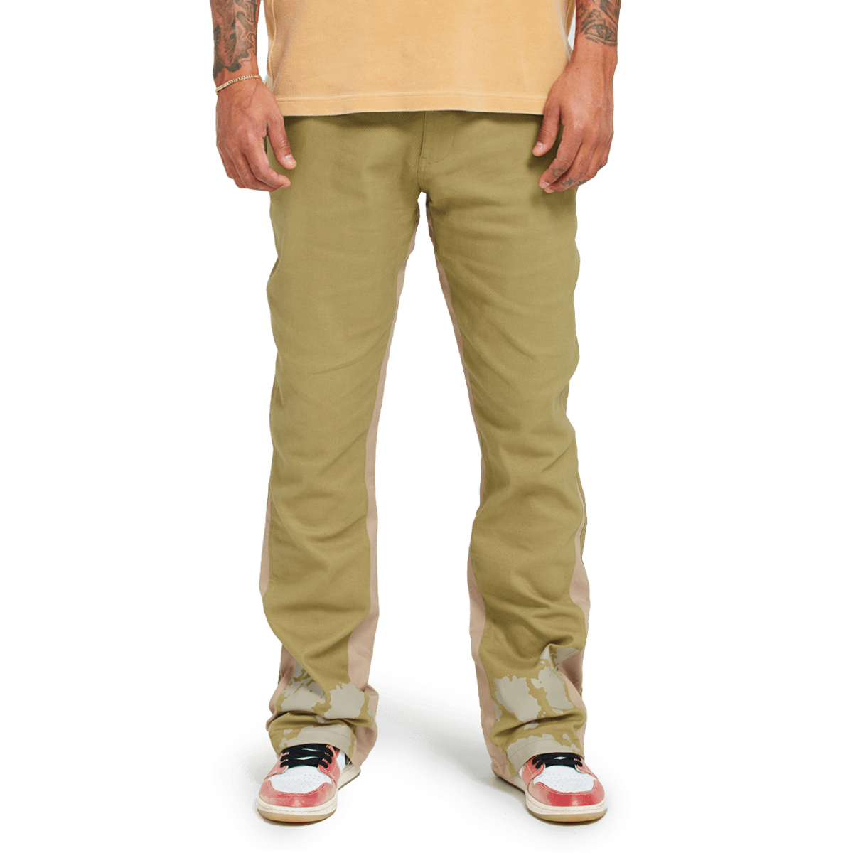 Spiral Flare Chinos Olive Tan