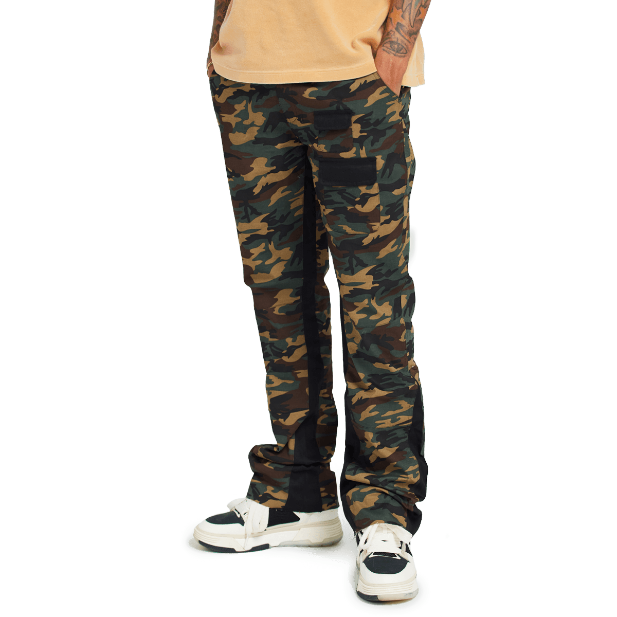 Washed Camo Flare Twill Pants Woodland