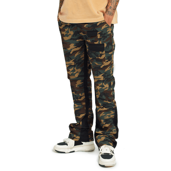 Washed Camo Flare Twill Pants Woodland