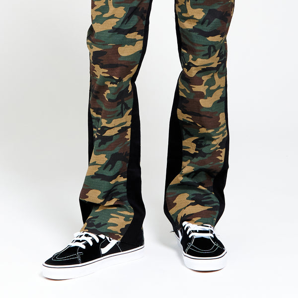 Washed Camo Flare Twill Pants Woodland