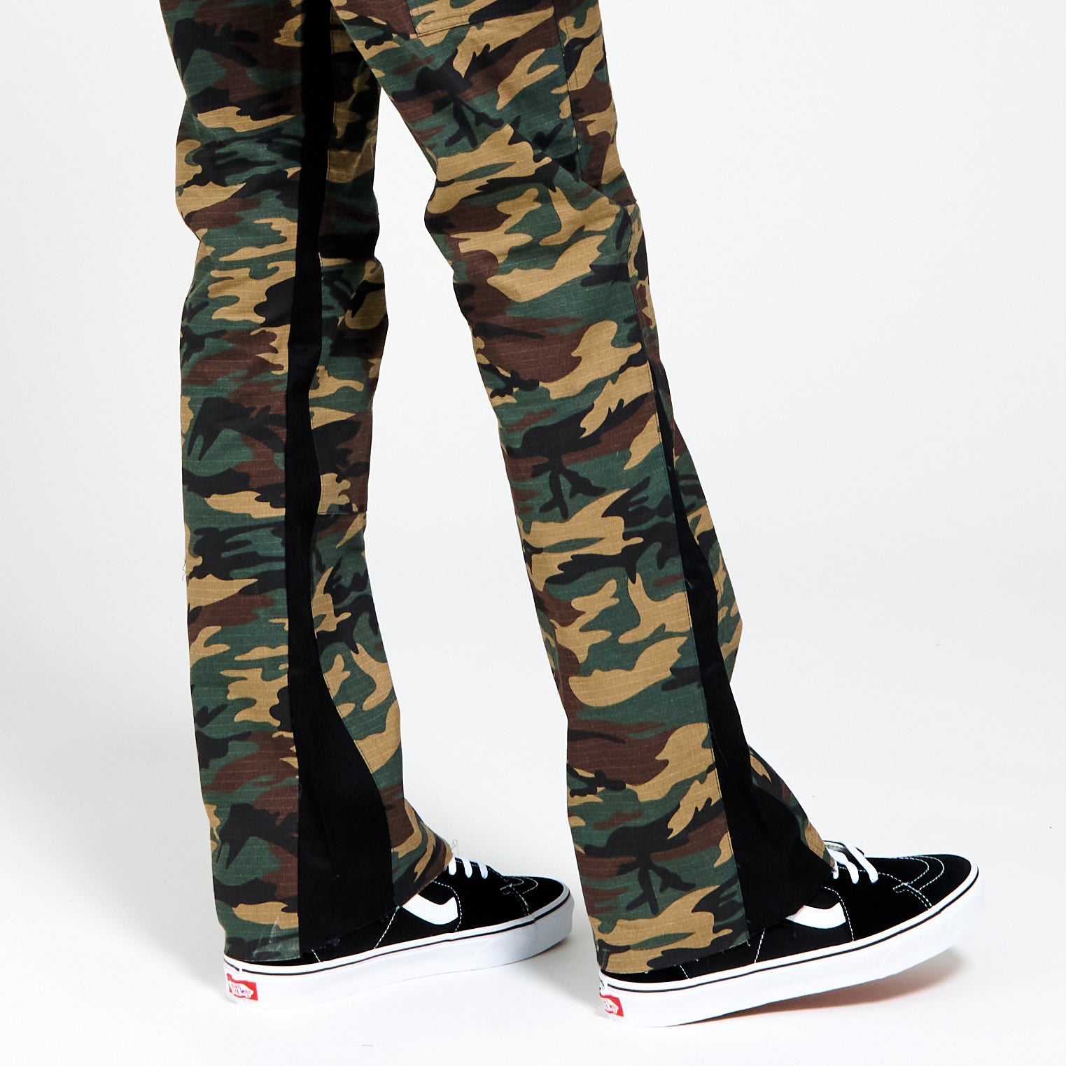 Washed Camo Flare Twill Pants Woodland